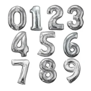 34” Foil Silver Number Balloons – Kaleidoscope