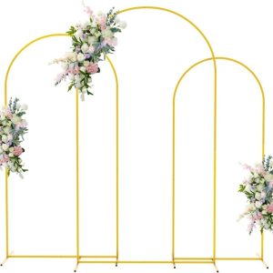 Gold Metal Arch Backdrop Stand Set of 3 (7.2FT, 6.6FT, 6FT)